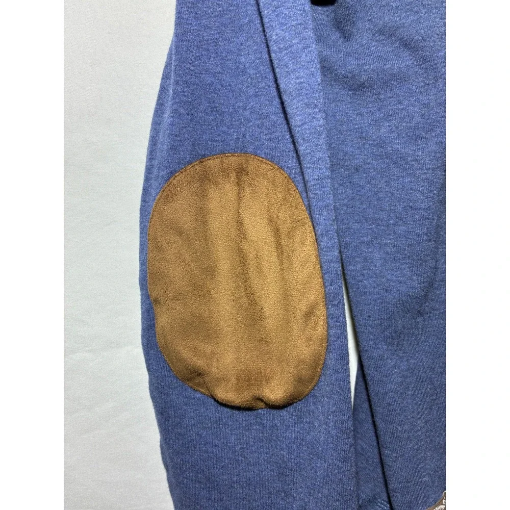 Lauren Ralph Lauren Blue Long Sleeve Top Faux Suede Elbow Patch Zipper L